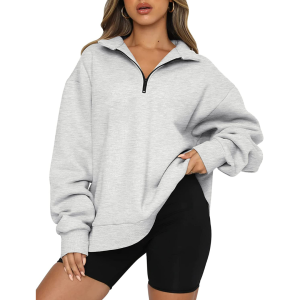 Womens Oversized Half Zip Pullover Long Sleeve Sweatshirt Quarter Zip Hoodie Sweater Teen Girls Fall Y2K Clothes