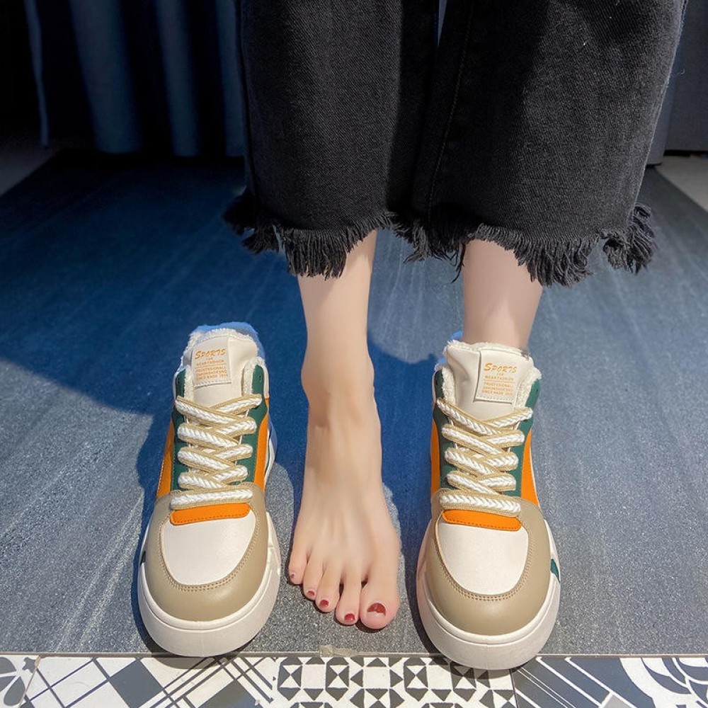 2022 winter new small white shoes women's plush thick soled casual women's shoes Korean version thick cotton shoes women