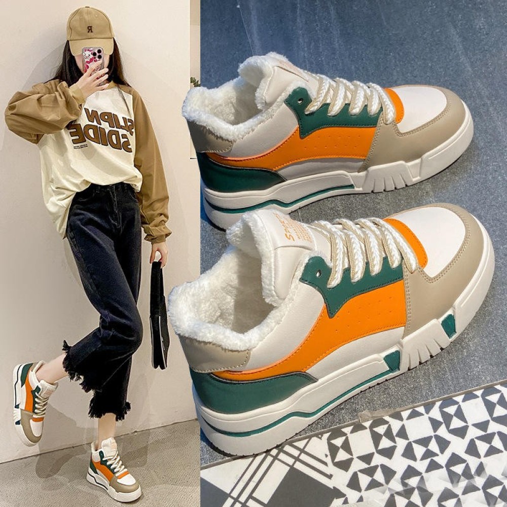 2022 winter new small white shoes women's plush thick soled casual women's shoes Korean version thick cotton shoes women