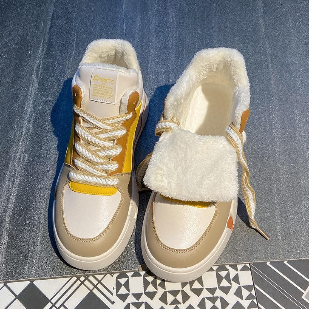 2022 winter new small white shoes women's plush thick soled casual women's shoes Korean version thick cotton shoes women