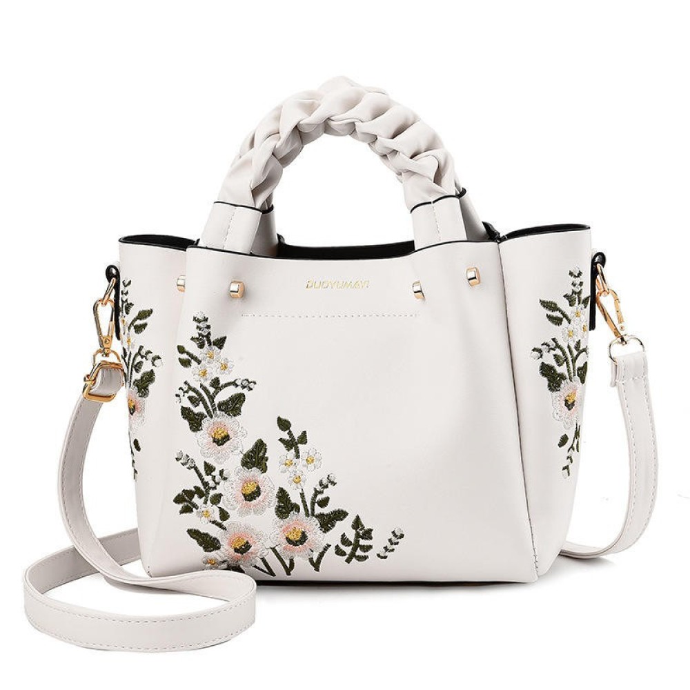 Custom TD1200 New Style Fashion women Shoulder Crossbody Handbag Wtith Embroidery Metal Flowers Decoration Leather Handbag For Women manufacturer