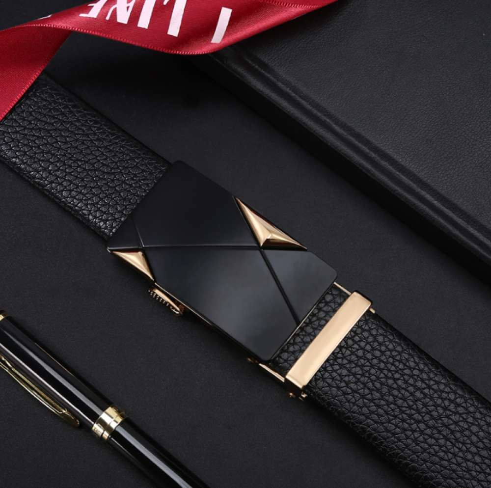 Alloy belt genuine leather automatic buckle pure cowhide business belt for men