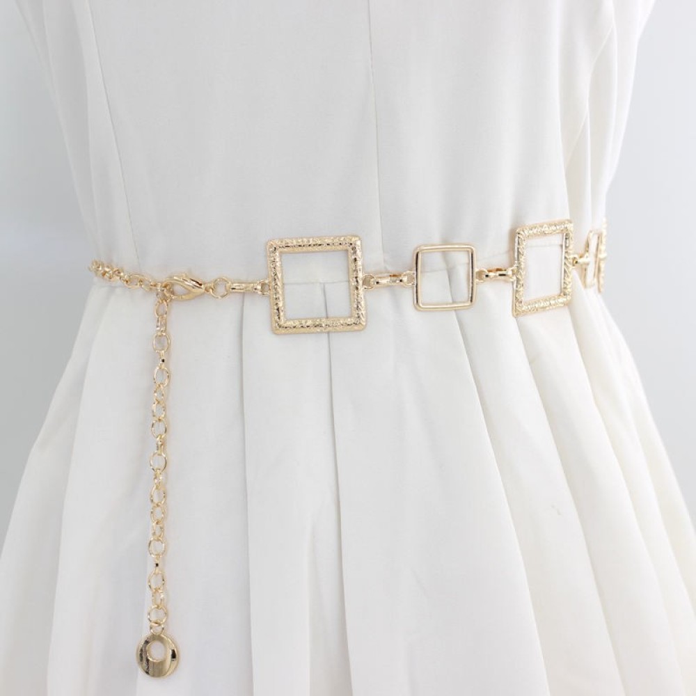 Square Metal Chian New Design 18K Gold Silver Plated Waist belt for women dresses woman