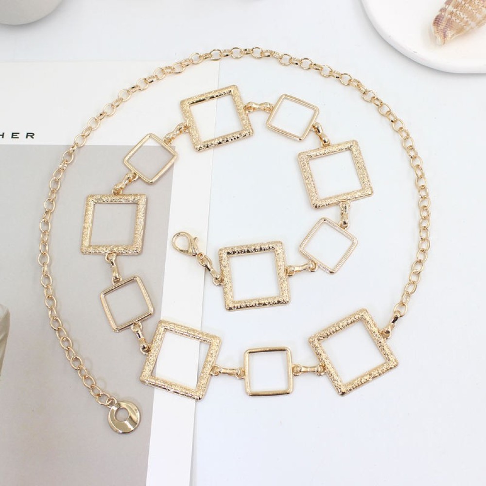 Square Metal Chian New Design 18K Gold Silver Plated Waist belt for women dresses woman