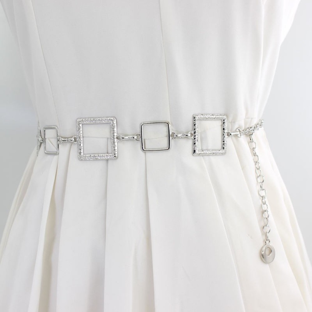 Square Metal Chian New Design 18K Gold Silver Plated Waist belt for women dresses woman