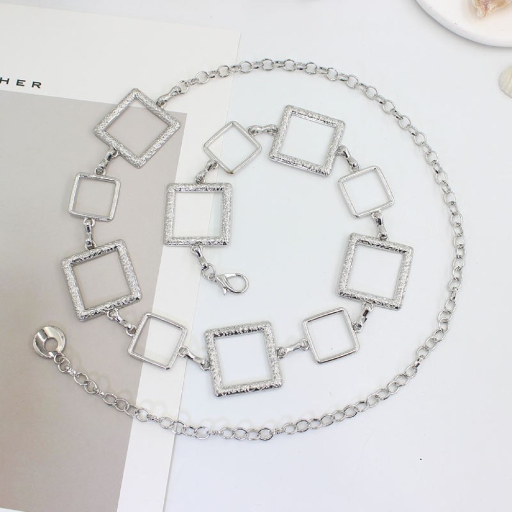 Square Metal Chian New Design 18K Gold Silver Plated Waist belt for women dresses woman