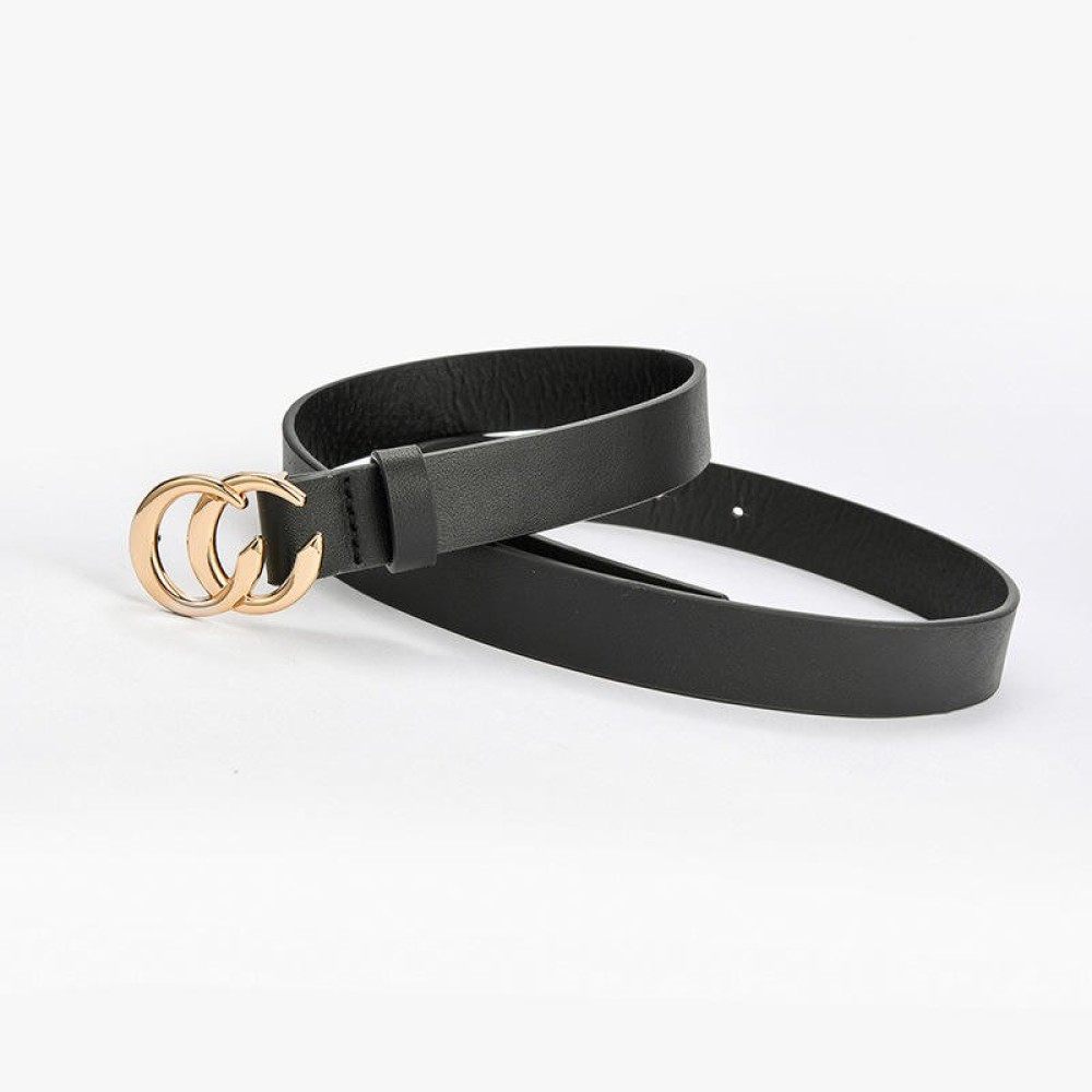 Ladies Belt Suppliers 2023 Fashion Trends Luxury Fashionable Double C Buckles Black Leather Ladies Belts