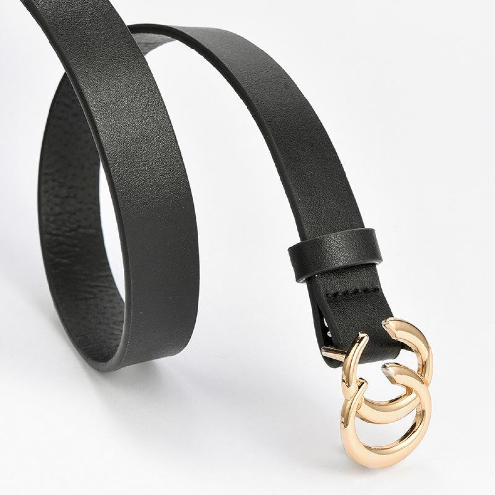 Ladies Belt Suppliers 2023 Fashion Trends Luxury Fashionable Double C Buckles Black Leather Ladies Belts
