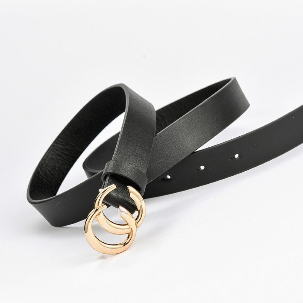 Ladies Belt Suppliers 2023 Fashion Trends Luxury Fashionable Double C Buckles Black Leather Ladies Belts
