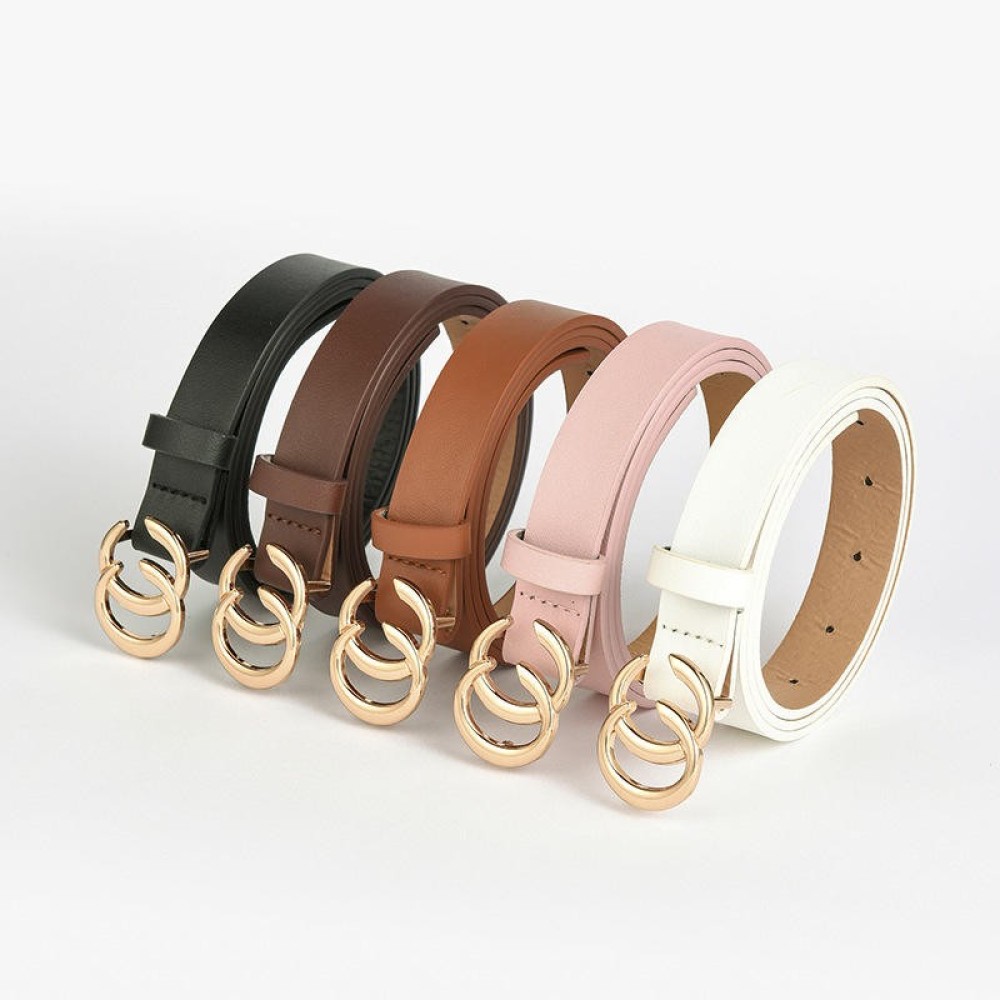 Ladies Belt Suppliers 2023 Fashion Trends Luxury Fashionable Double C Buckles Black Leather Ladies Belts