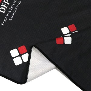 Double Sided Printed Golf Towel Microfiber Waffle Golf Towel With Ring