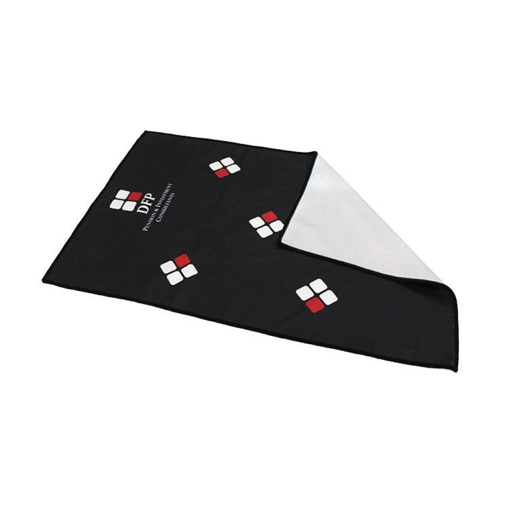 Double Sided Printed Golf Towel Microfiber Waffle Golf Towel With Ring