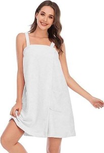 Super soft Shower with Pocket Adjustable Robe Women Bath Wrap Towel