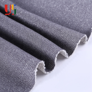 Shaoxing textile market Grey tc yarn dyed heather polyester lurex french terry knit fabric